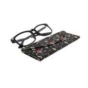 Pirate Skully / Jolly Roger Print Glasses Case - Vegan Leather Magic Folding Hard Case