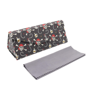 Pirate Skully / Jolly Roger Print Glasses Case - Vegan Leather Magic Folding Hard Case
