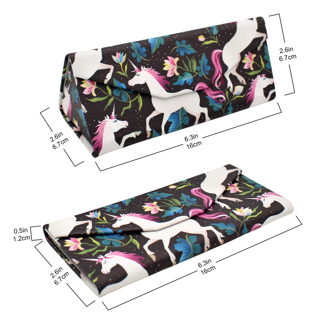 Unicorn Print Glasses Case - Vegan Leather Magic Folding Hardcase