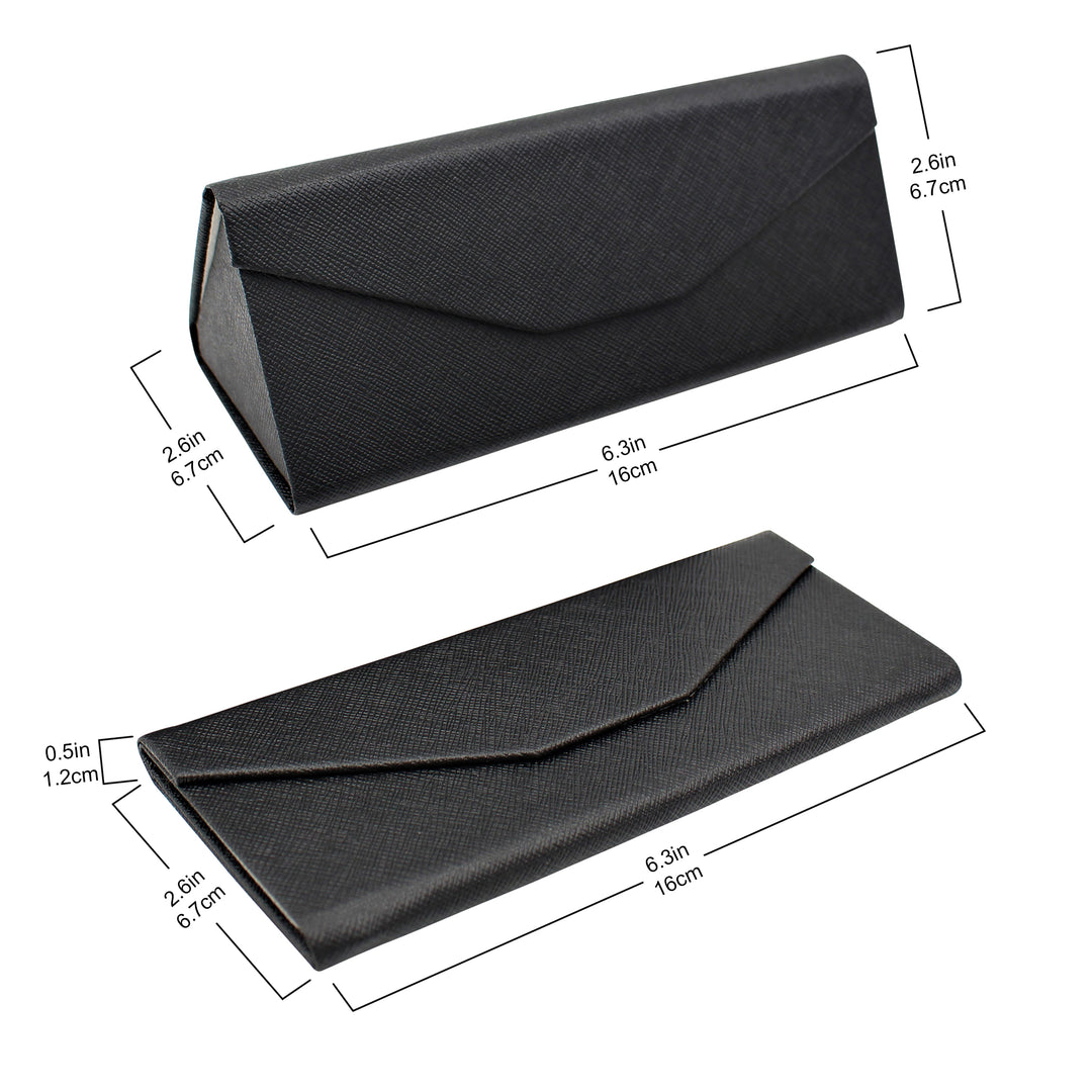 Black Solid Color Glasses Case - Vegan Leather Magic Folding Hardcase