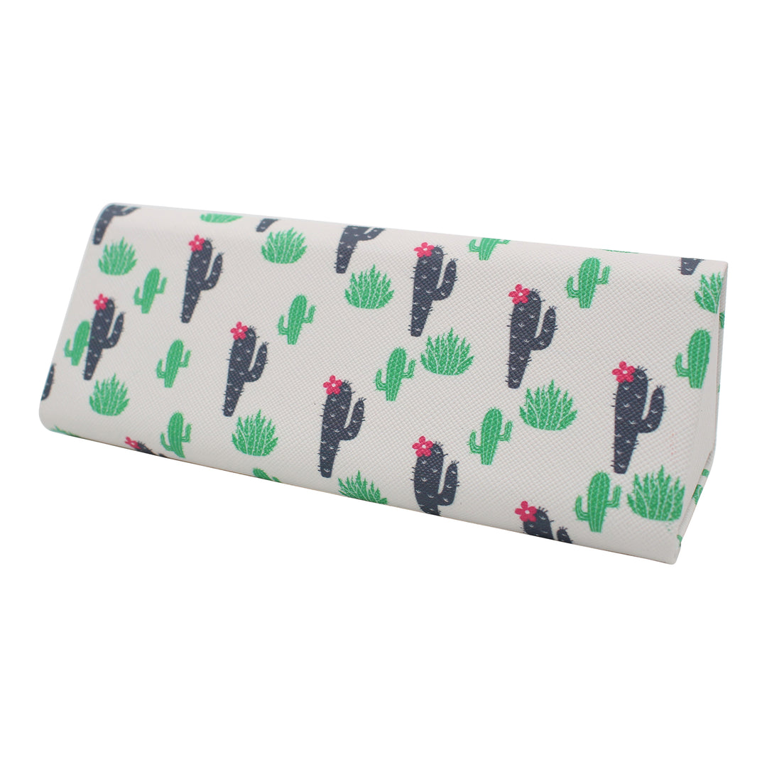 Small Cactus Print Print Glasses Case - Vegan Leather Magic Folding Hardcase