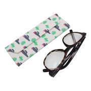 Small Cactus Print Print Glasses Case - Vegan Leather Magic Folding Hardcase