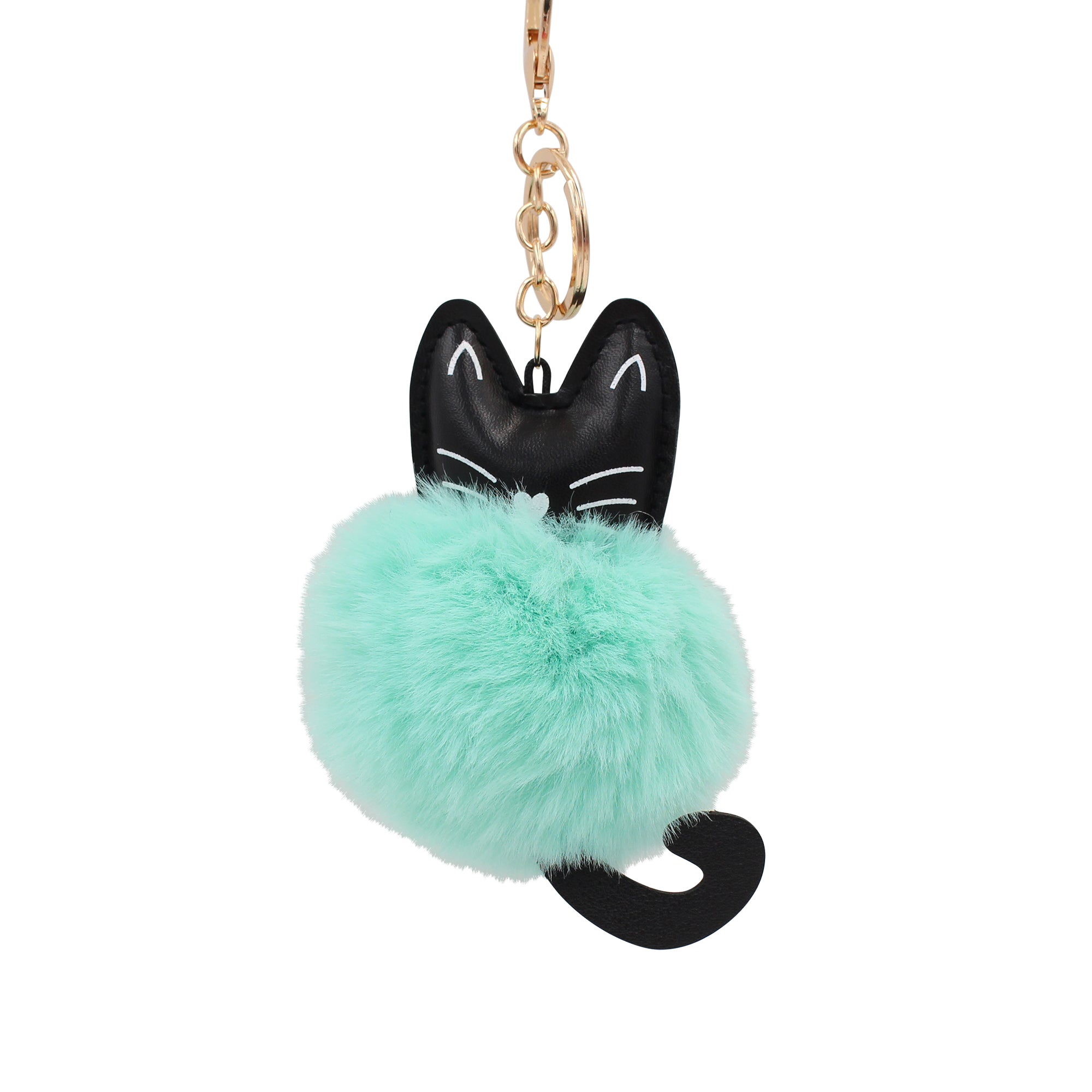 ☆nff☆ fuzzy plated keyringblue 4602758 Fuzzy Cat Keychain - Cute Animal Faux Fur Fluffy Fuzzy Kitty