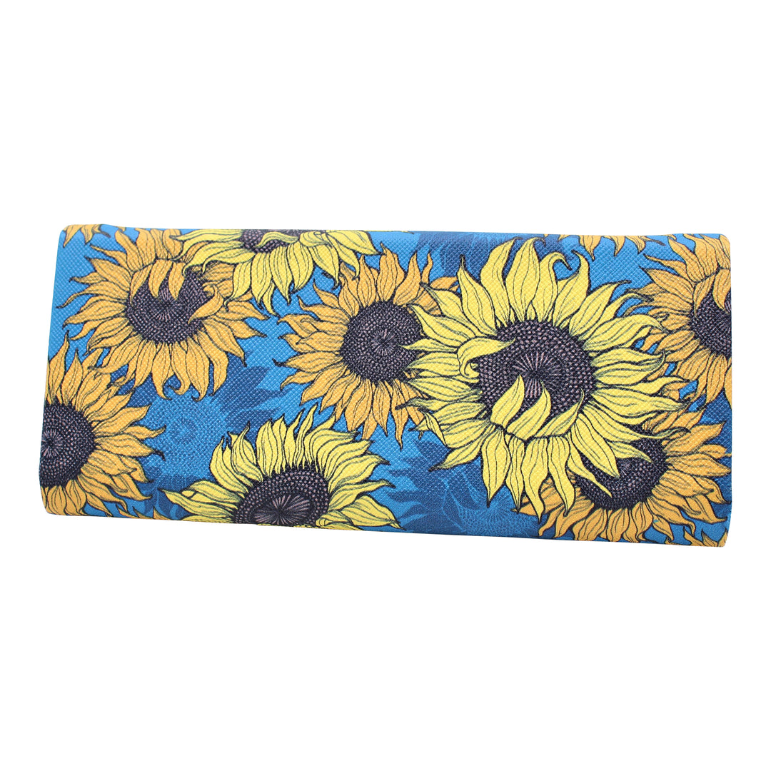 Sunflowers Print Glasses Case - Vegan Leather Magic Folding Hardcase