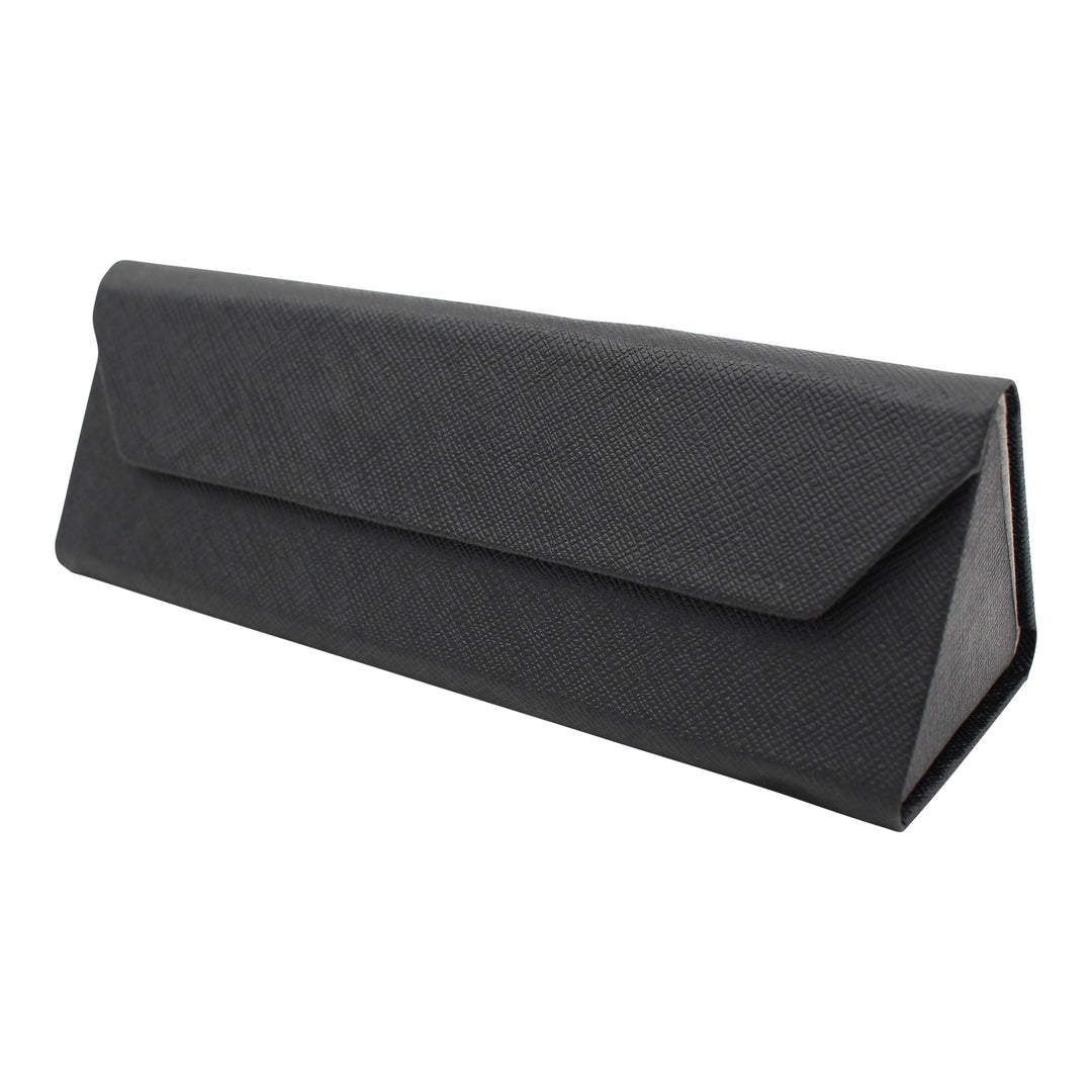 Small Black Solid Color Glasses Case - Vegan Leather Magic Folding Hardcase