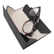 Small Black Solid Color Glasses Case - Vegan Leather Magic Folding Hardcase