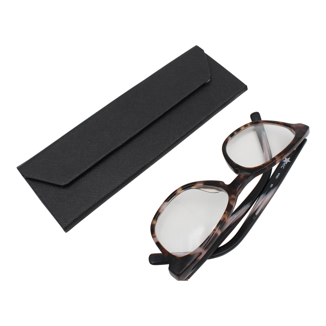 Small Black Solid Color Glasses Case - Vegan Leather Magic Folding Hardcase