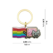 Nyan Cat Keychain - Rainbow Cat Meme Acrylic Keychain