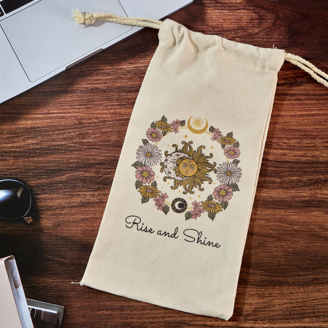 Rise And Shine Booze Bag - Eco-Friendly Drawstring Champagne Decorative Cover