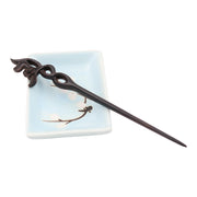 Dark Sandalwood, Wood Hair Pin, Clip, Hair Sticks - Elegant Flower