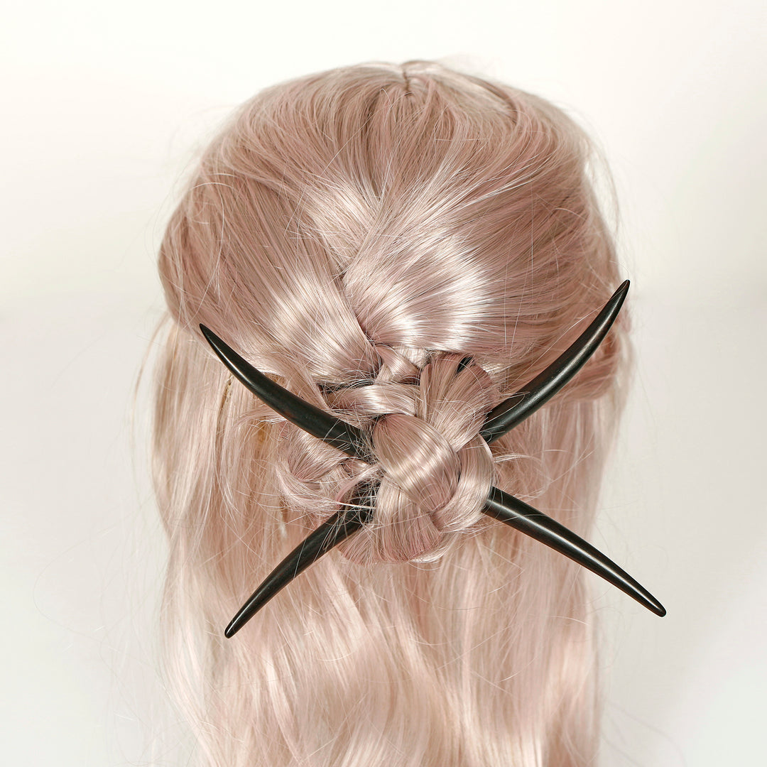 Natural Sandalwood Hair Sticks for Women - Set of 2 -(Ski)