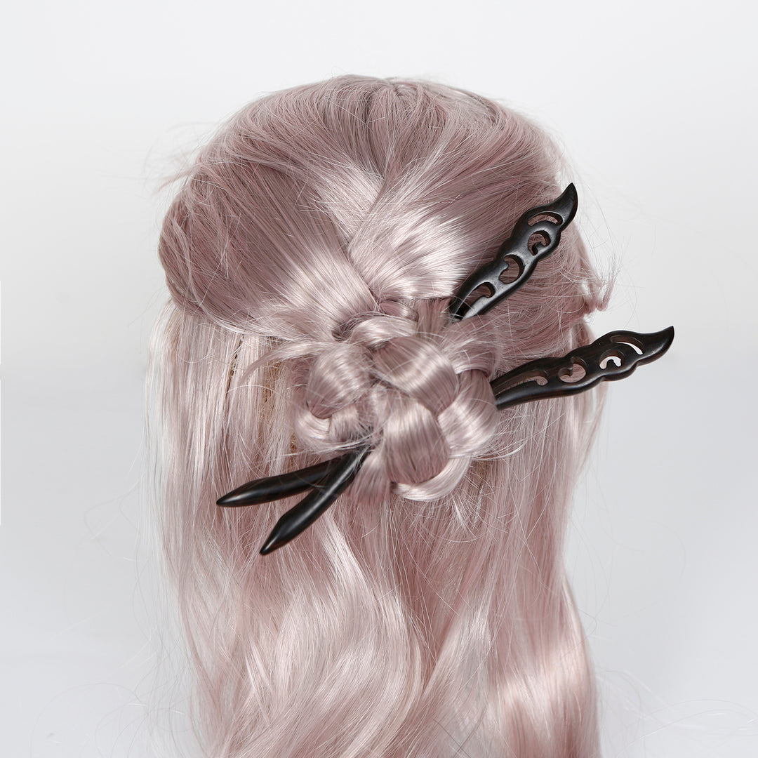 Natural Sandalwood Hair Sticks for Women - Set of 2 -(Wind)