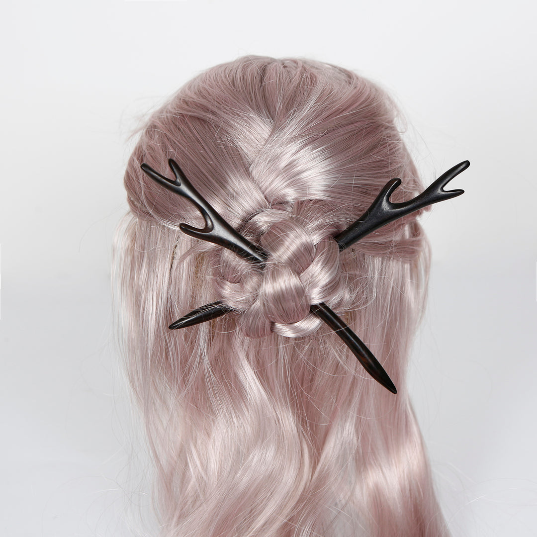 Natural Sandalwood Hair Sticks for Women - Set of 2 - Earth