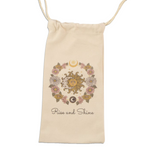 Load image into Gallery viewer, Rise And Shine Drawstring Cotton Bag - Celestial Sun Moon Good Vibe Pouch - 13&quot;x 7&quot;
