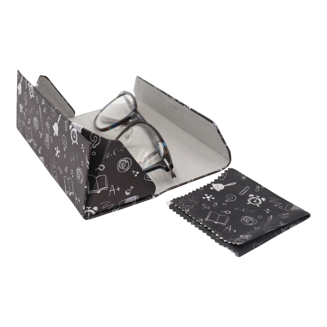 Science Print Glasses Case - Vegan Leather Magic Folding Hardcase