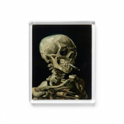 Skull of a Skeleton with Burning Cigarette Acrylic Magnet – Van Gogh Art Fridge Magnet
