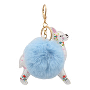 Fuzzy Alpaca Keychain - Cute Animal Faux Fur Fluffy Fuzzy Llama Pom Pom Keychain