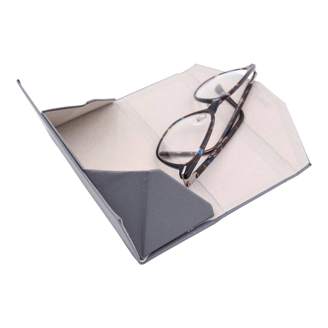 Grey Solid Color Glasses Case - Vegan Leather Magic Folding Hardcase