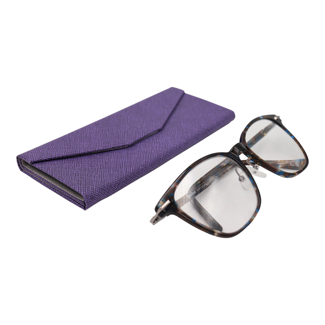 Purple Solid Color Glasses Case - Vegan Leather Magic Folding Hardcase