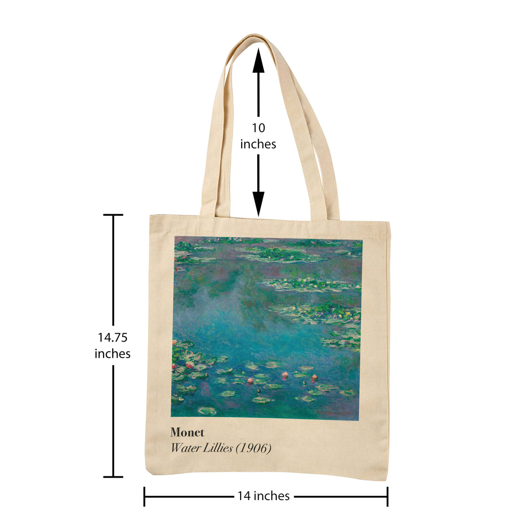 Reusable Cotton Tote Bag - Water Lillies - Monet - Eco-Friendly Shopping Bag for Groceries - 15"