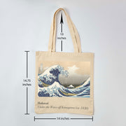 Reusable Cotton Tote Bag - The Great Wave - Hokusai - Eco-Friendly Shopping Bag for Groceries - 15