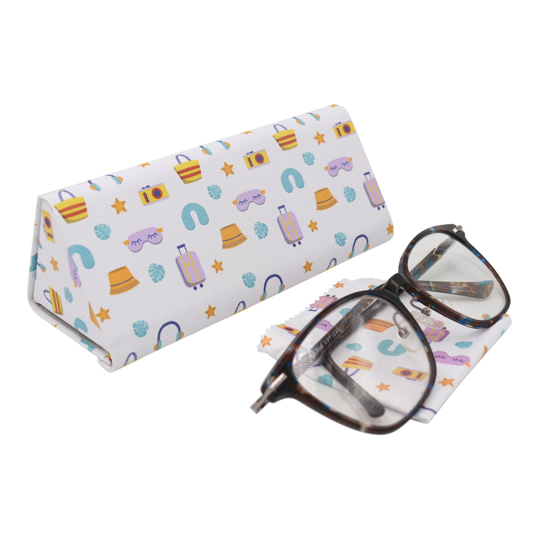 Travel & Trip Print Glasses Case - Vegan Leather Magic Folding Hardcase