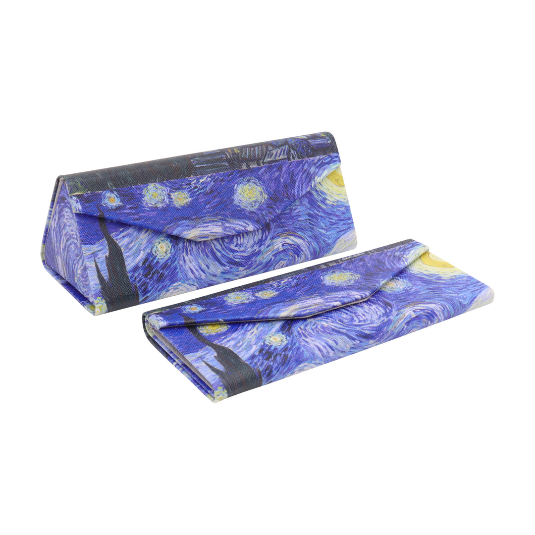 Van Gogh The Starry Night Foldable Eyeglass Case – Art Vegan Leather Folding Hard Shell Case