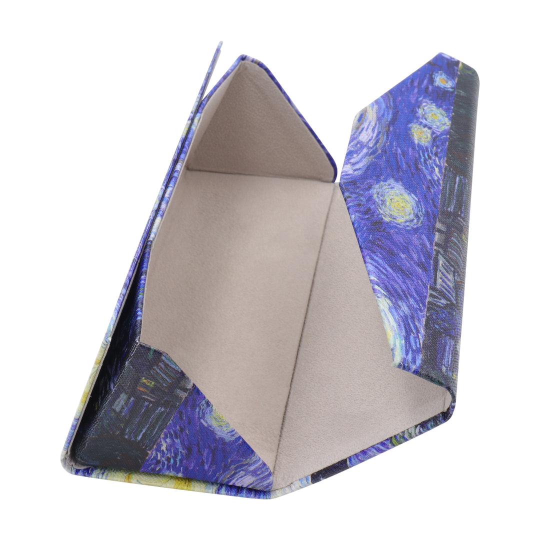 Van Gogh The Starry Night Foldable Eyeglass Case – Art Vegan Leather Folding Hard Shell Case