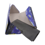 Van Gogh The Starry Night Foldable Eyeglass Case – Art Vegan Leather Folding Hard Shell Case