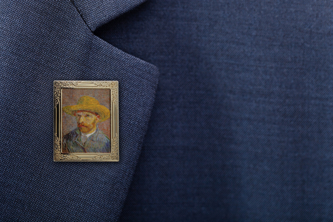 Vincent van Gogh Self-Portrait with a Straw Hat Art Enamel Lapel Pin