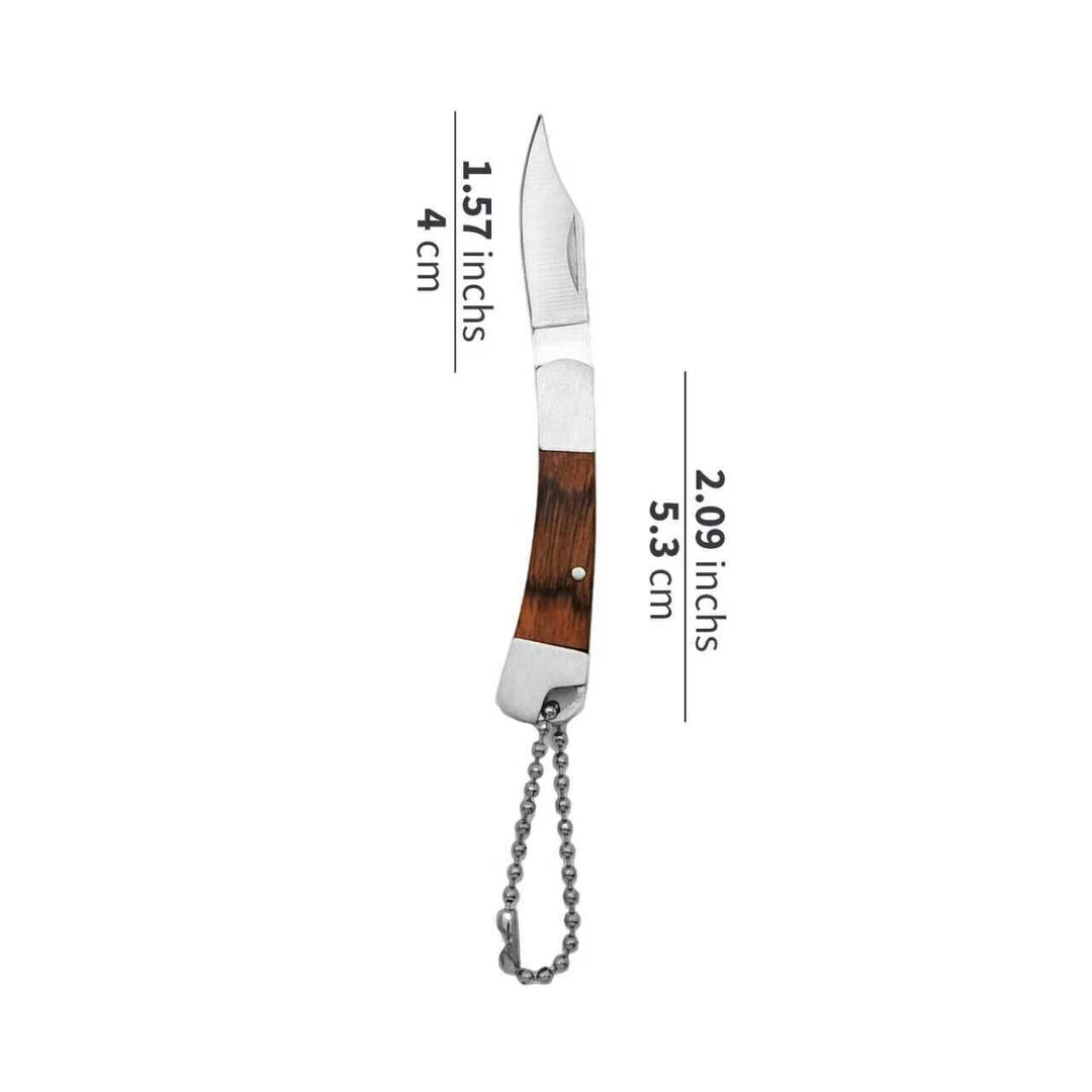 Wood Handle Mini Folding Pocket Knife Keychain