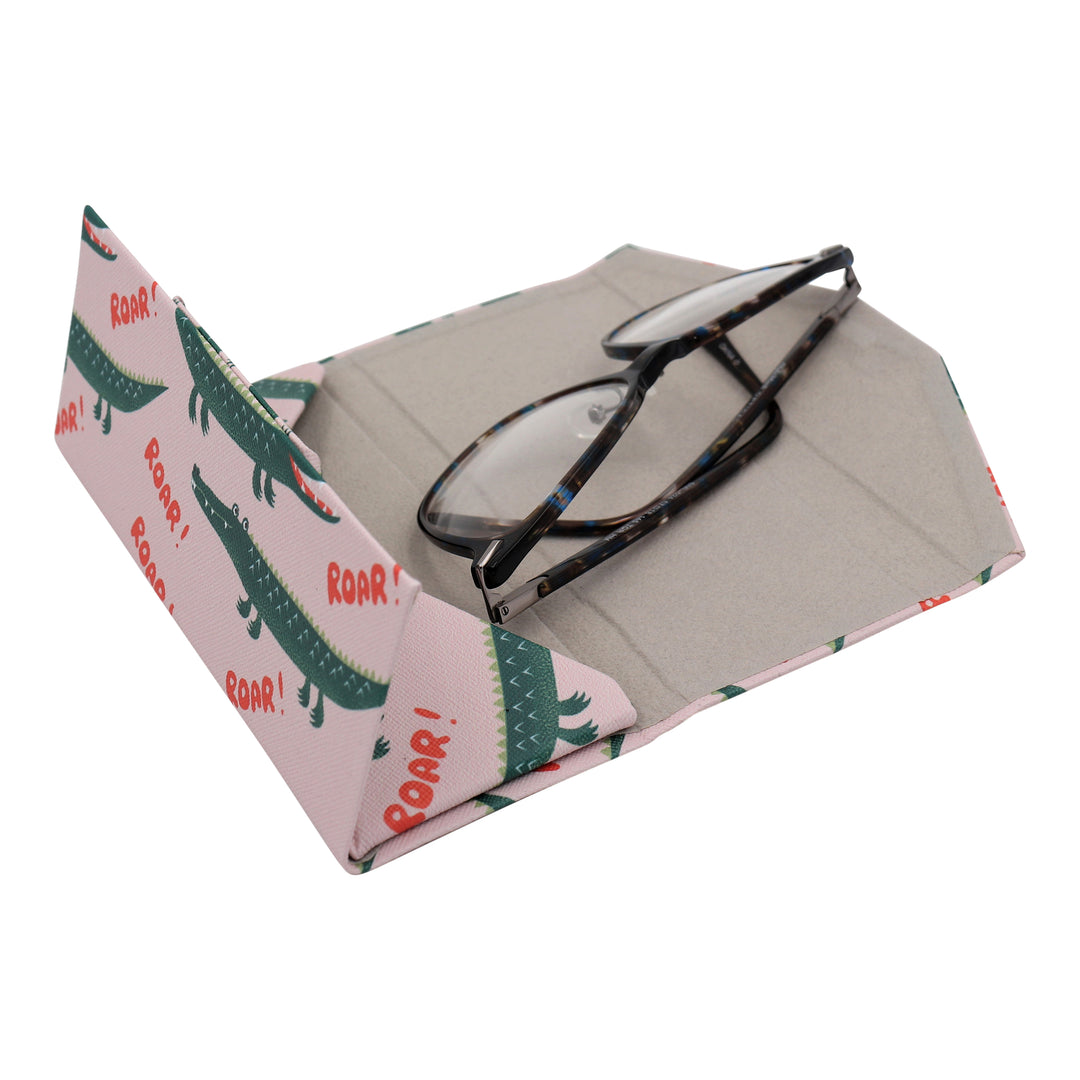 Crocodile Print Glasses Case - Vegan Leather Magic Folding Hardcase