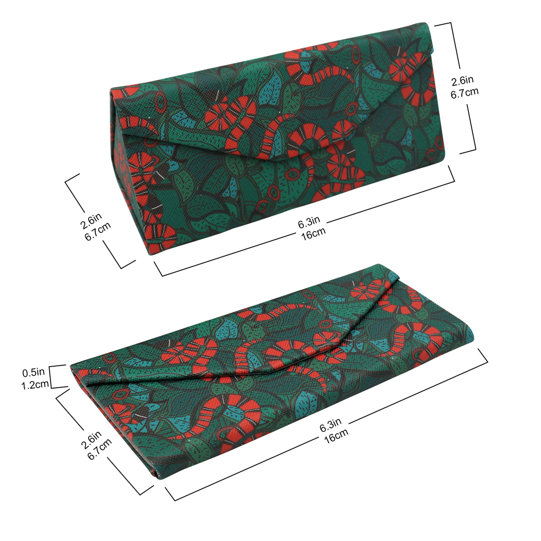 Snake Print Glasses Case - Vegan Leather Magic Folding Hardcase