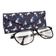 Space Cat Print Glasses Case - Vegan Leather Magic Folding Hardcase