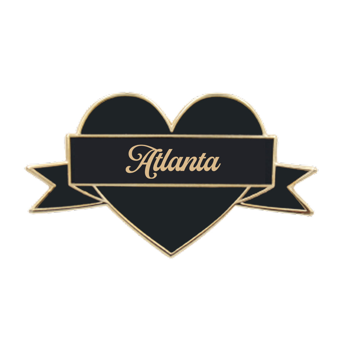 I Heart Atlanta Enamel Pin – Black & Gold City Pin