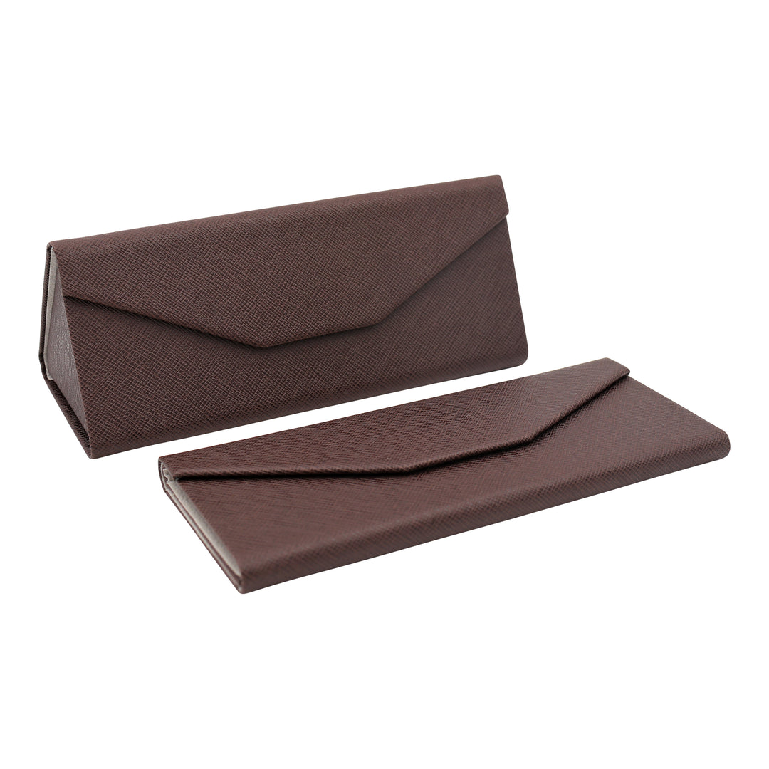 Chocolate Solid Color Glasses Case - Vegan Leather Magic Folding Hardcase