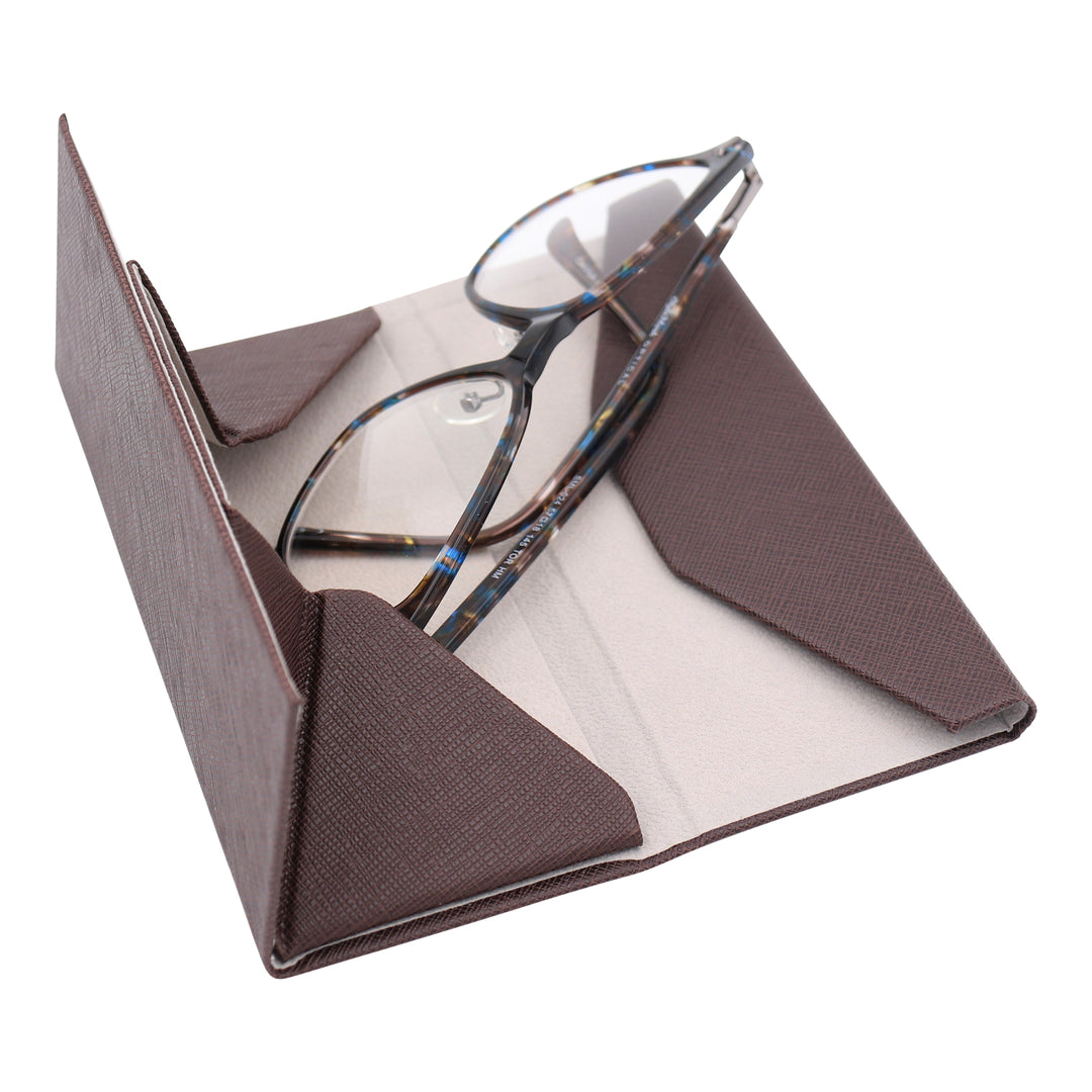 Chocolate Solid Color Glasses Case - Vegan Leather Magic Folding Hardcase
