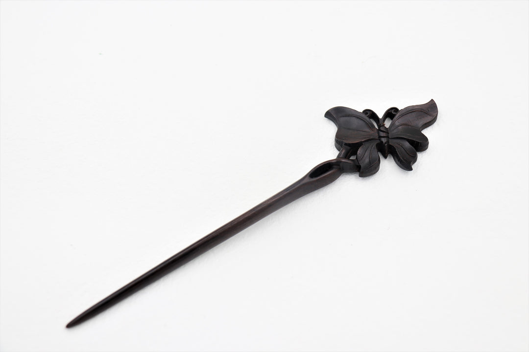 Dark Sandalwood, Wood Hair Pin, Clip, Hair Sticks - Butterfly