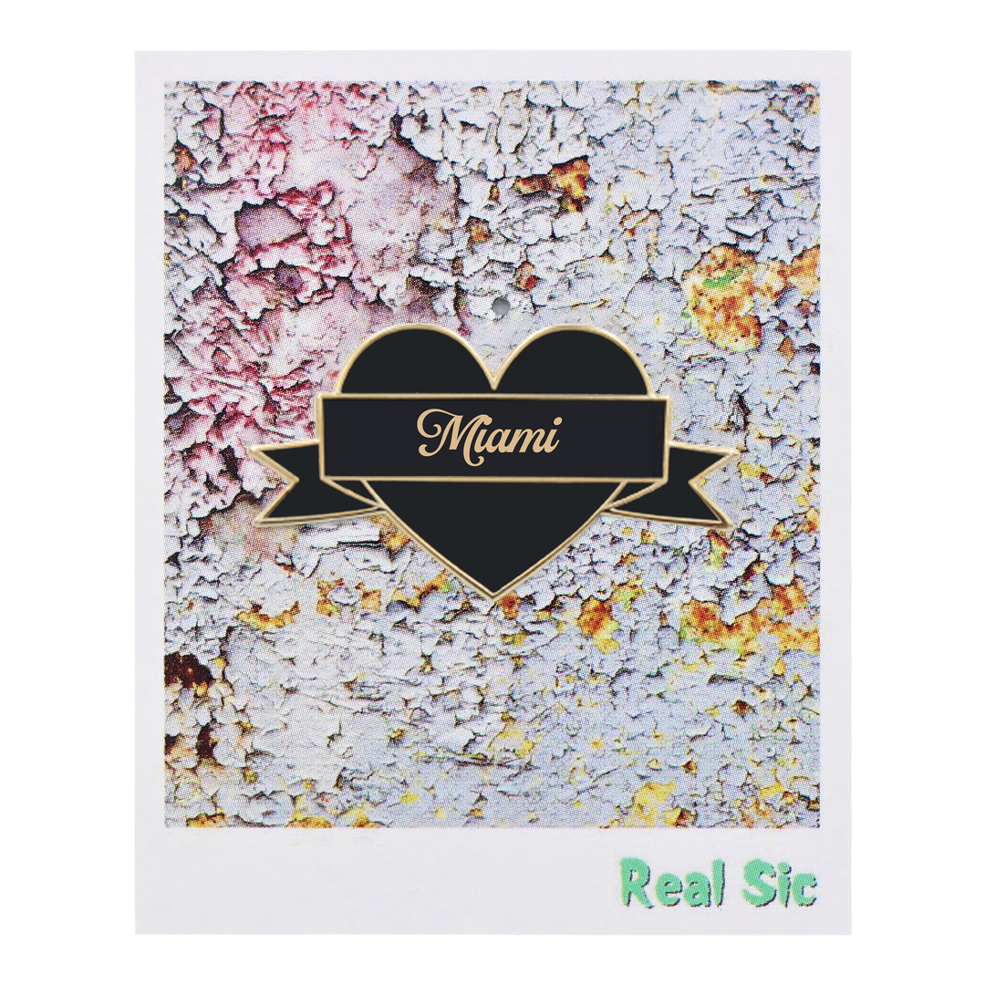 I Heart Miami Enamel Pin – Black & Gold City Pin
