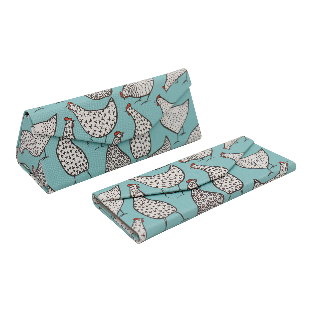 Chicken Print Glasses Case - Vegan Leather Magic Folding Hardcase