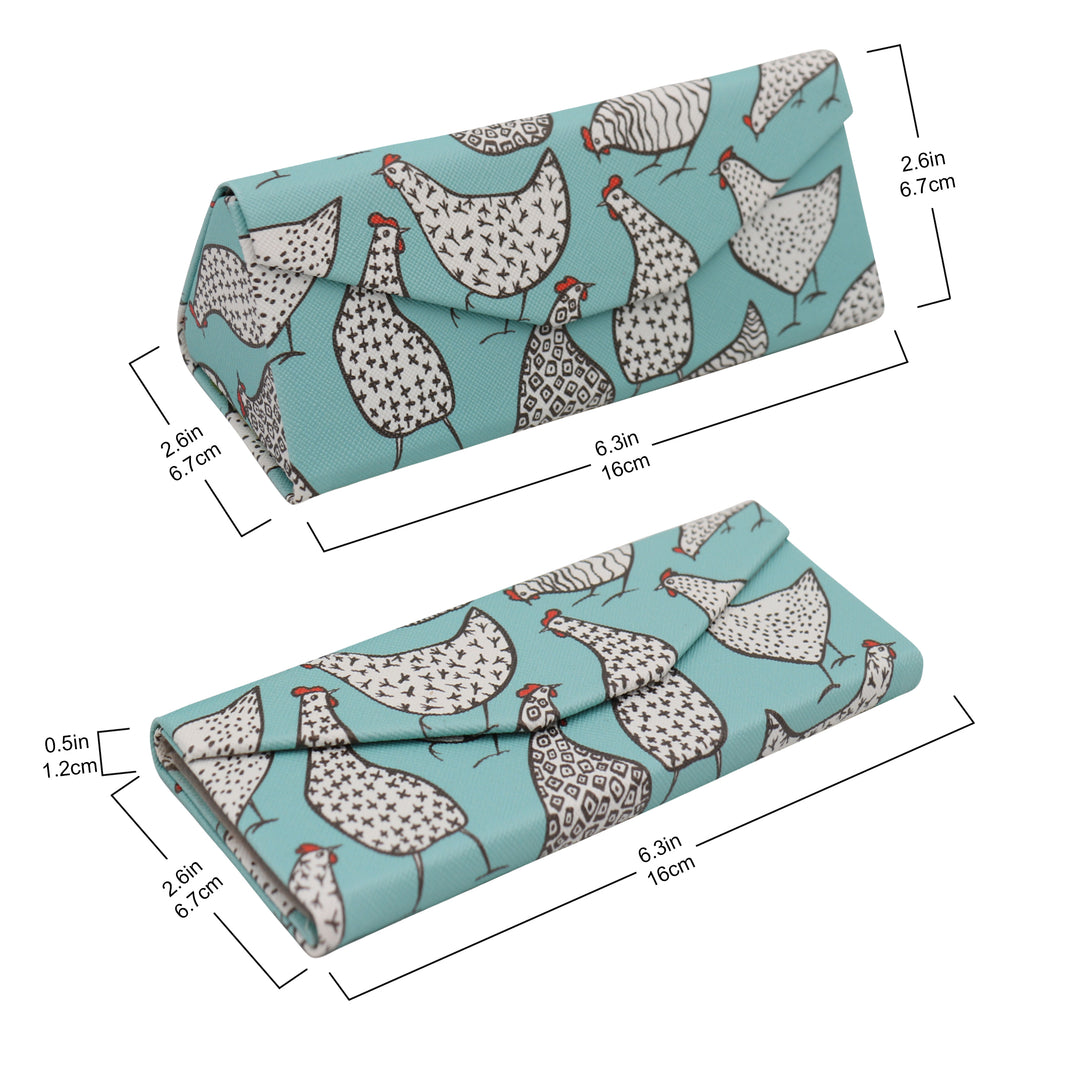 Chicken Print Glasses Case - Vegan Leather Magic Folding Hardcase