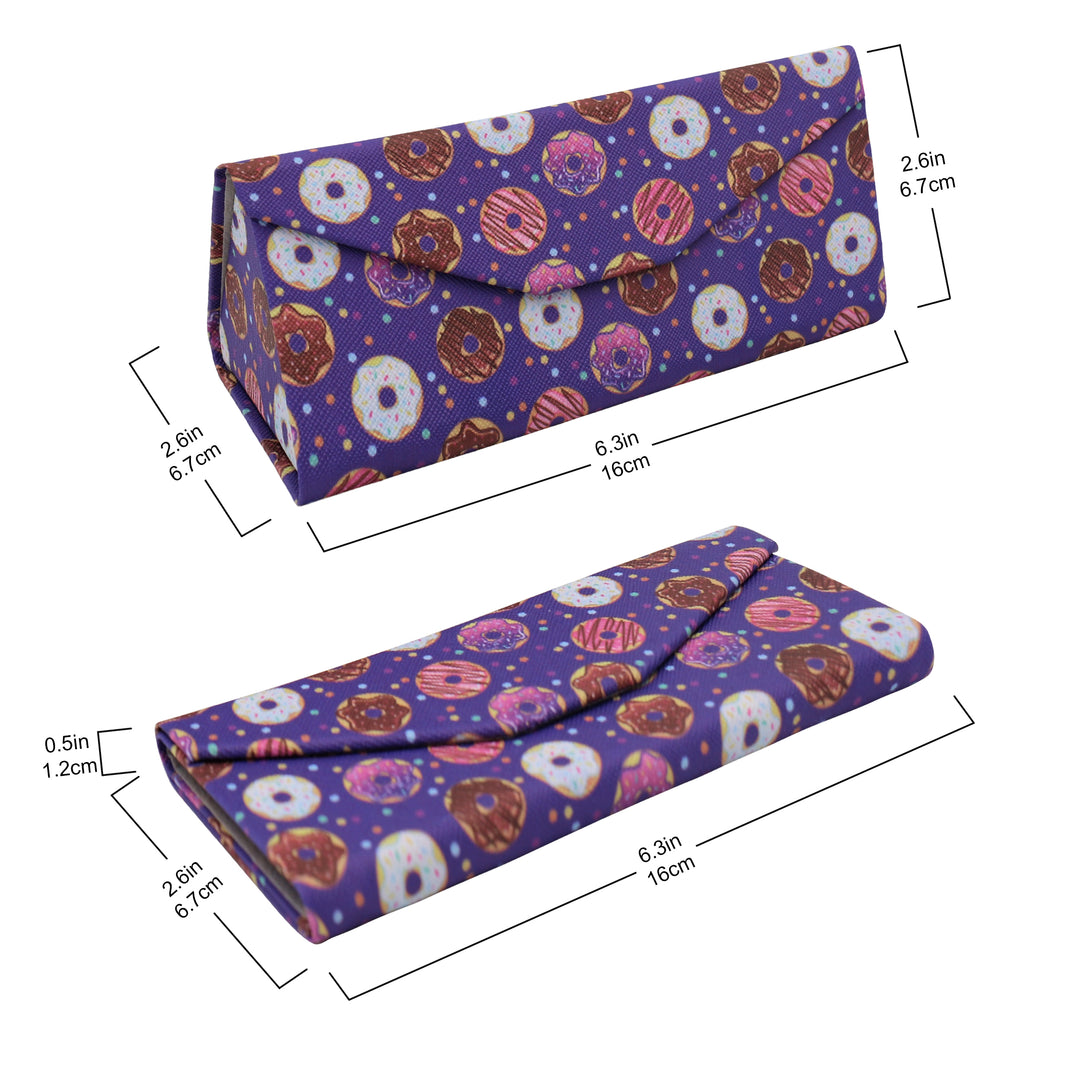 Donuts Print Glasses Case - Vegan Leather Magic Folding Hardcase