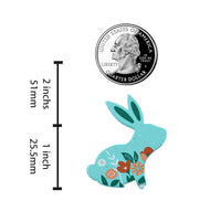 Spring Bunny with Flowers Enamel Pin - Floral Rabbit Lapel Pin Brooches