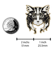 Black White Cat Pin - Adorable Cat Enamel Lapel Pin