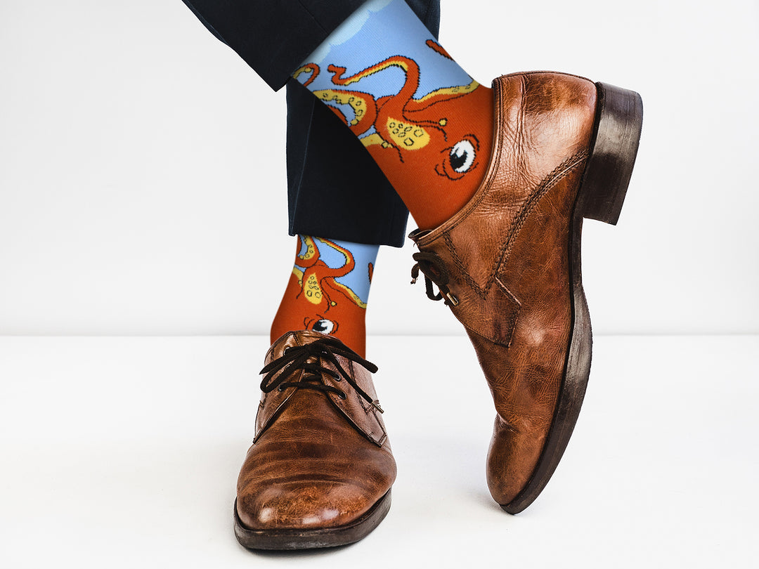 Orange Octopus Socks - Comfy Cotton for Men & Women