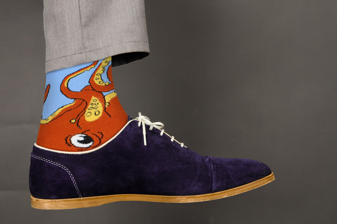 Orange Octopus Socks - Comfy Cotton for Men & Women
