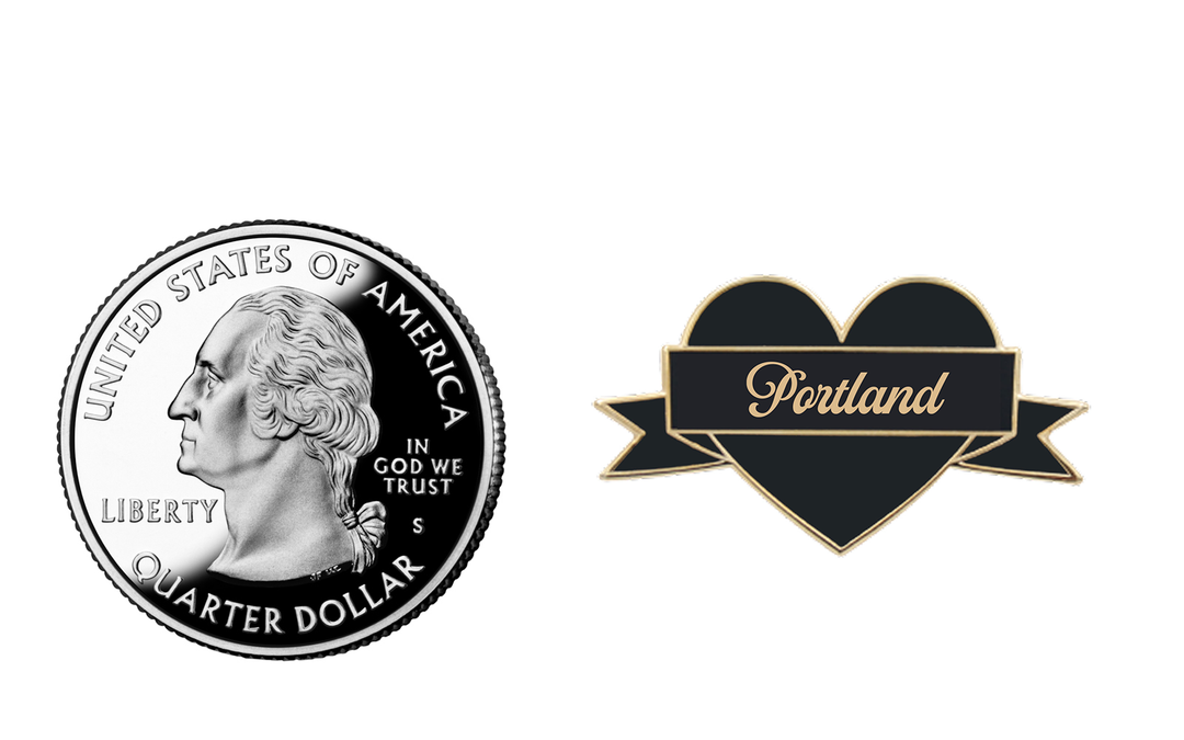 I Heart Portland Enamel Pin – Black & Gold City Pin