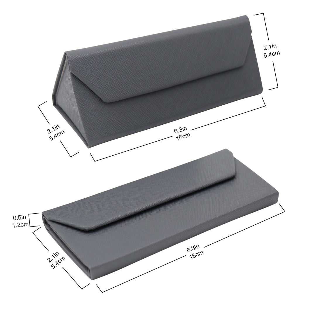 Grey Solid Color Glasses Case - Vegan Leather Magic Folding Hardcase