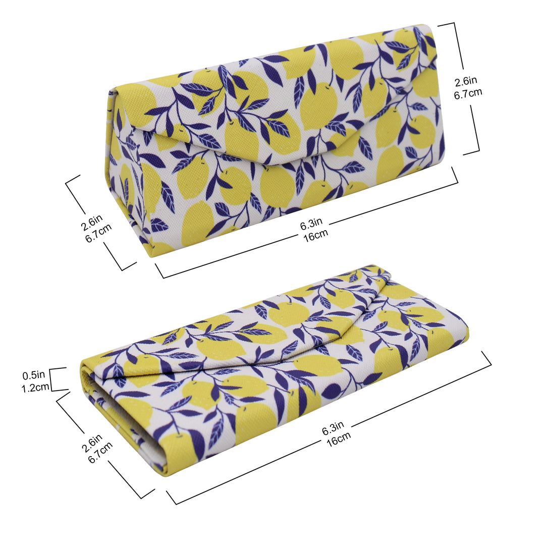 Lemon Print Glasses Case - Vegan Leather Magic Folding Hardcase