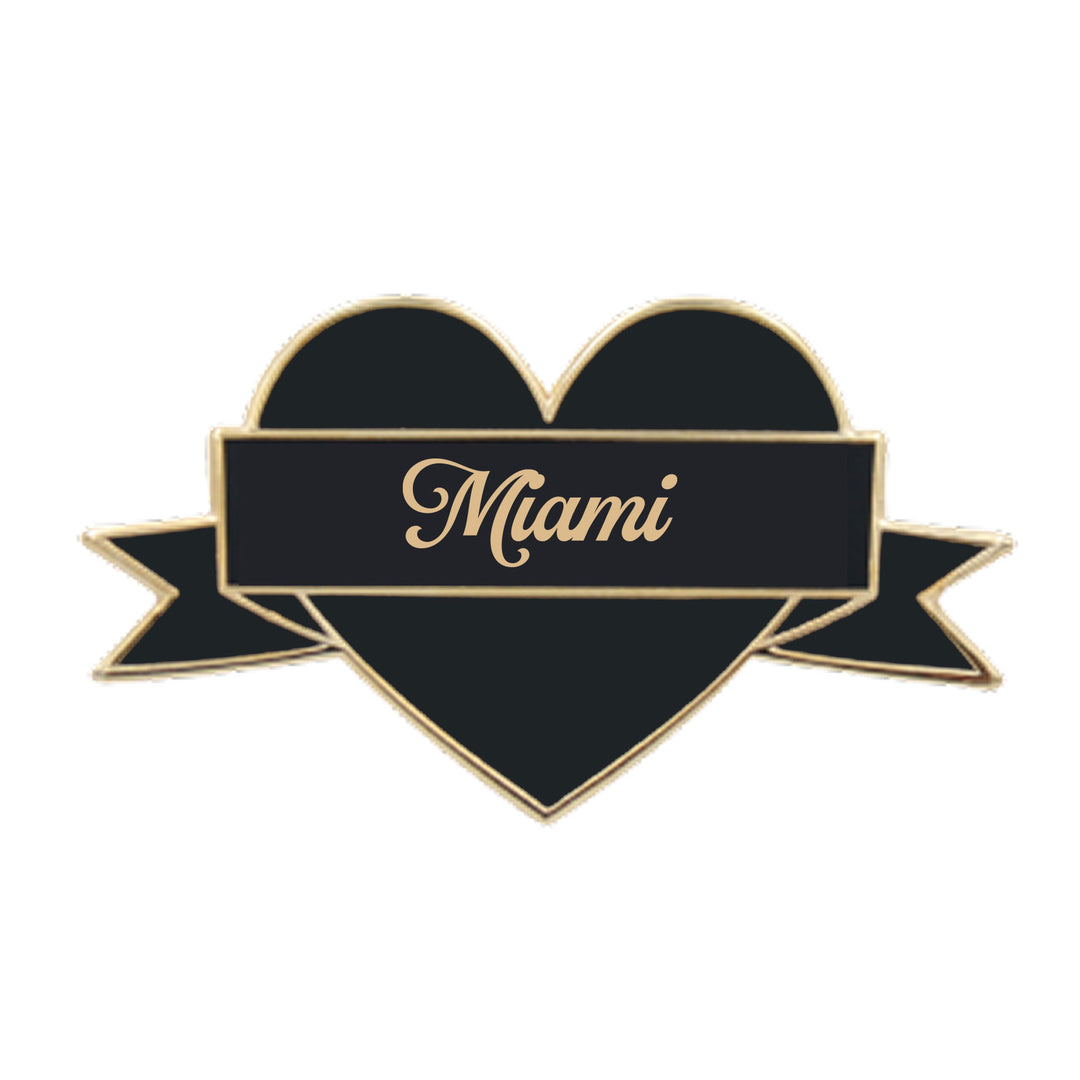 I Heart Miami Enamel Pin – Black & Gold City Pin